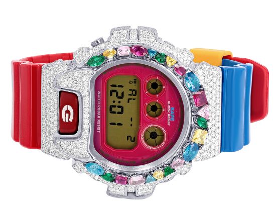 Bathing Ape Casio G-shock DW-6900 Kod Cudi VVS Diamond Watch 8.0 CT