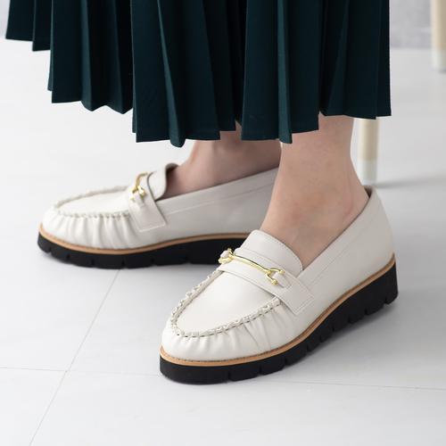 トラックソールビットローファー(23.0cm ホワイト): スニーカー