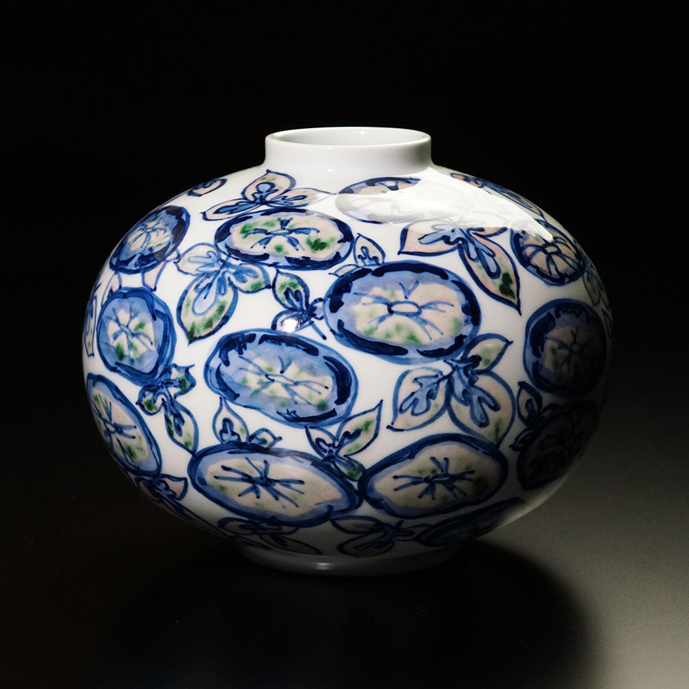 有田焼】釉裏紅朝顔紋花瓶 (初代真右衛門作)