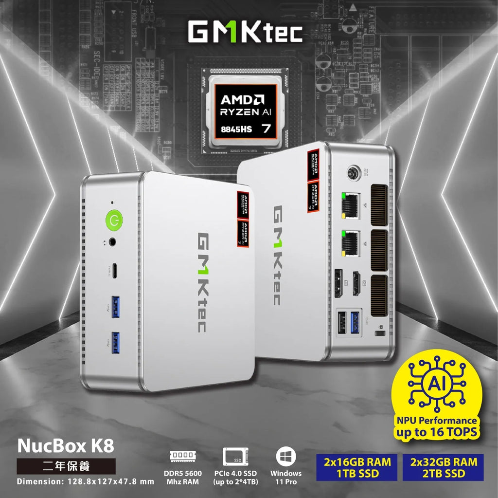 GMKtec NucBox K8 PLUS (32G+1T SYSTEM) Mini PC (AMD Ryzen 7 8845HS / 32