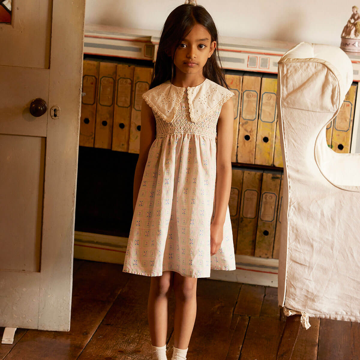 Cornelia Smock Dress in Rosepanel Mint by Apolina – Junior Edition