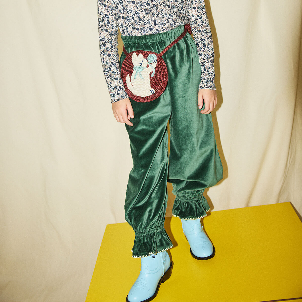 Velvet Zuzu Pant in Laurel by Misha & Puff – Junior Edition