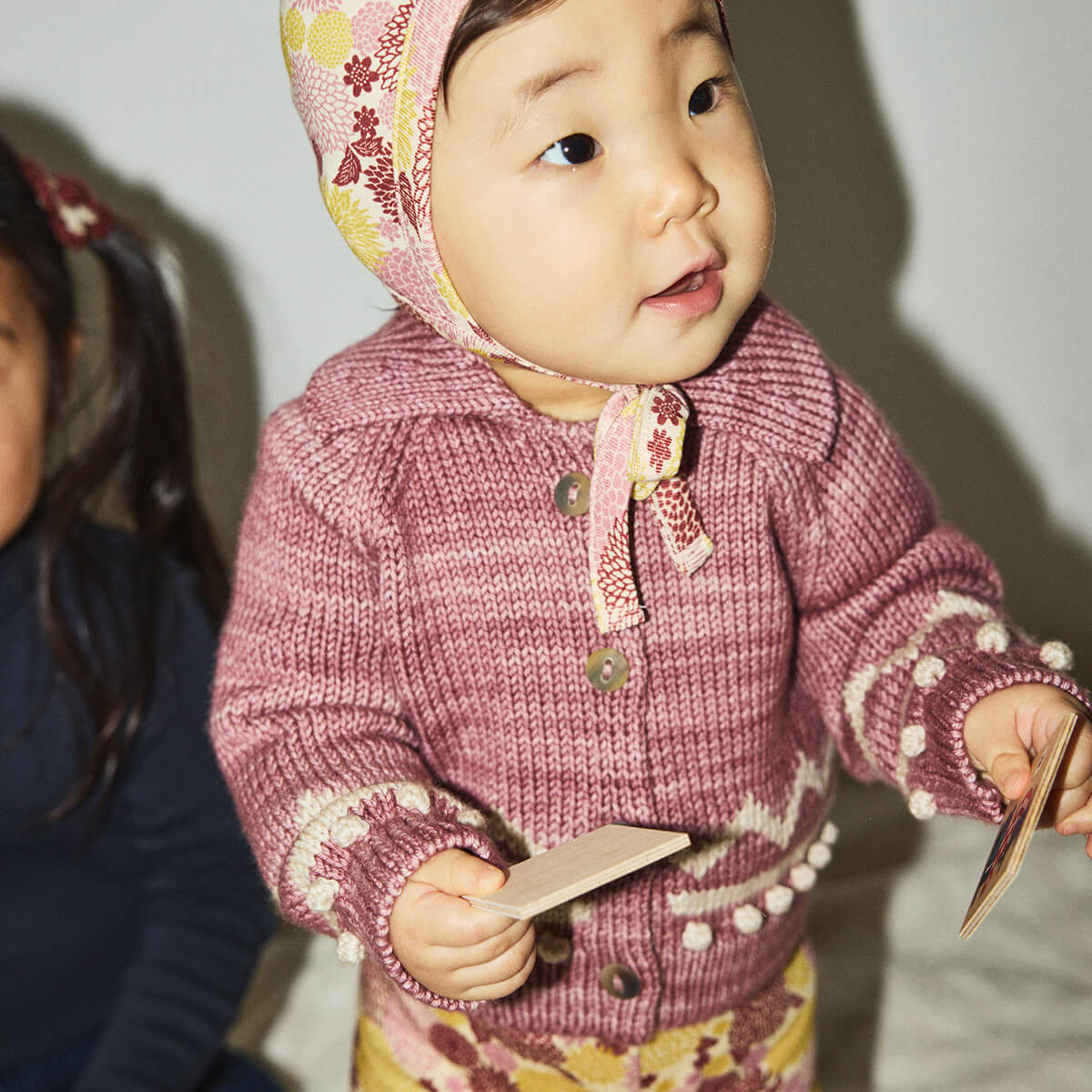 Baby Zig Zag Cardigan in Antique Rose by Misha & Puff – Junior Edition