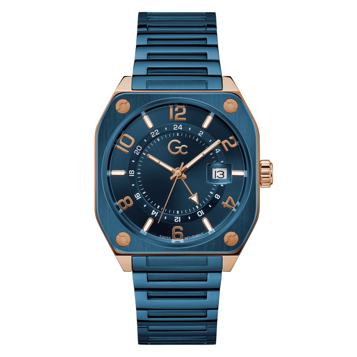 Gc Blue Square Dial Quartz Analog Men Watch - Guess Collection