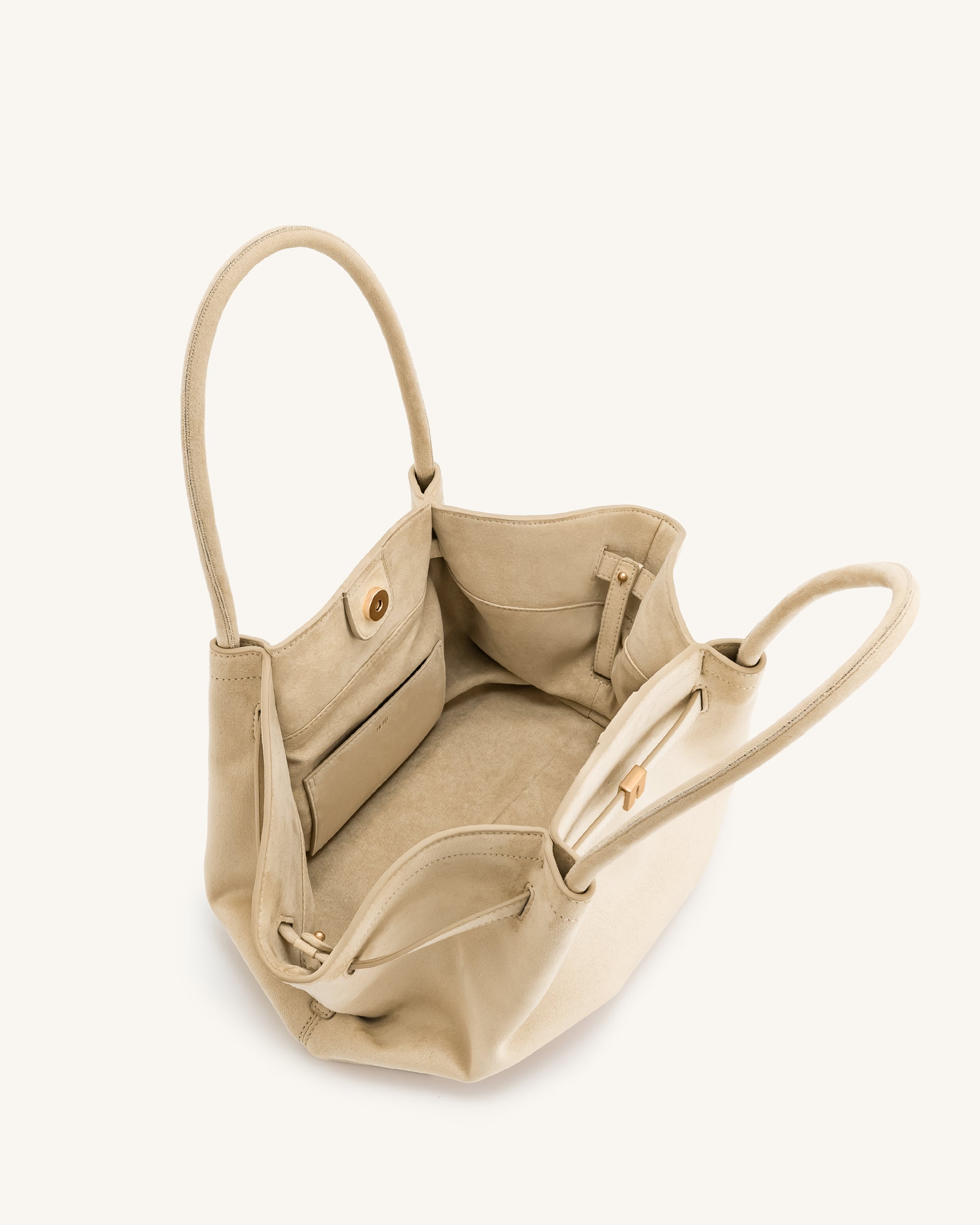 Hana Medium Faux Suede Tote Bag - Off White | JW PEI