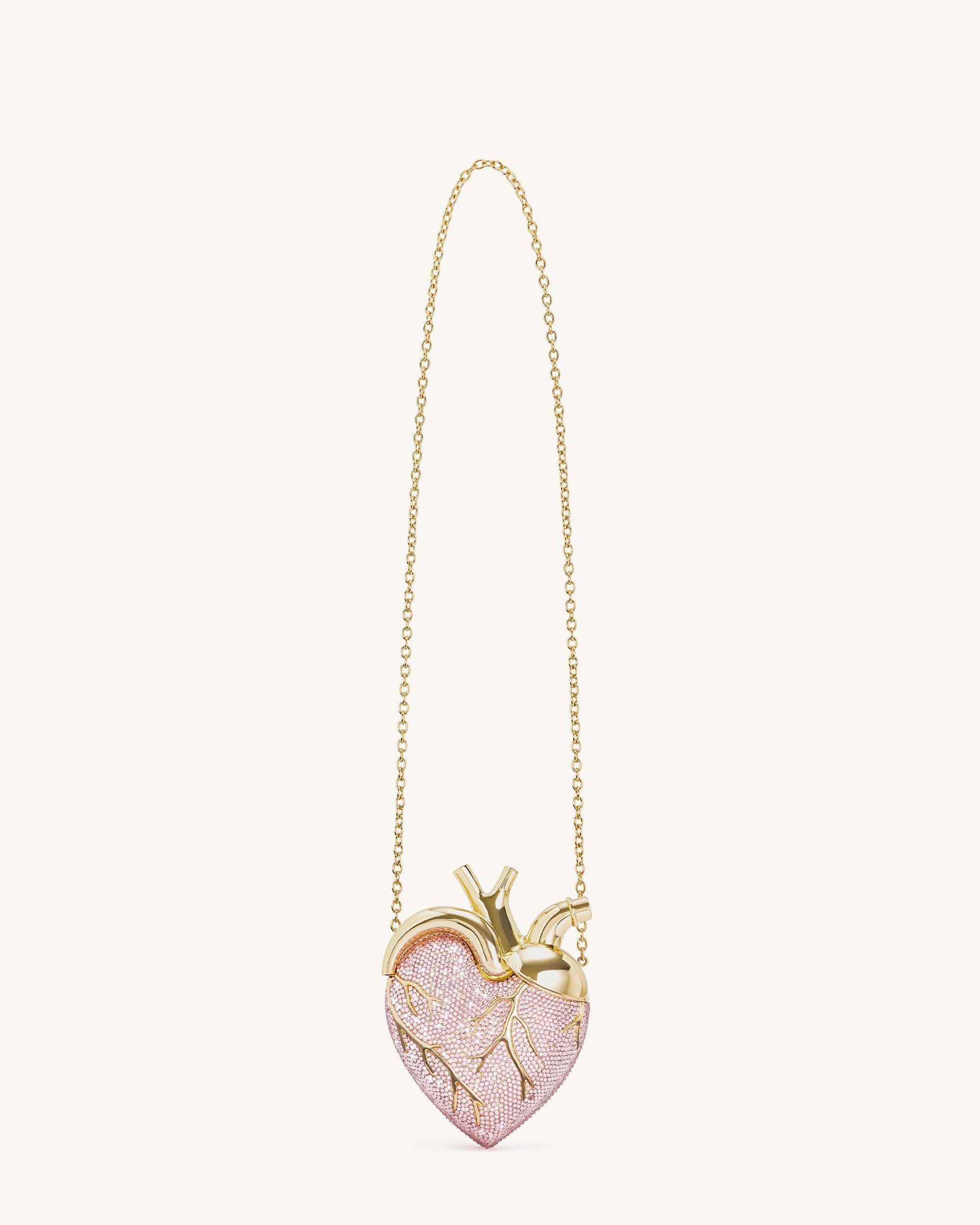 Maren Artificial Crystal Heart Shaped Bag - Pink | JW PEI