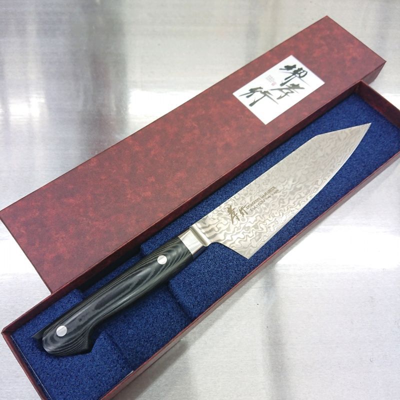 堺孝行 コアレス ダマスカス リネンマイカルタ 新品 最安 190mm 剣型牛刀