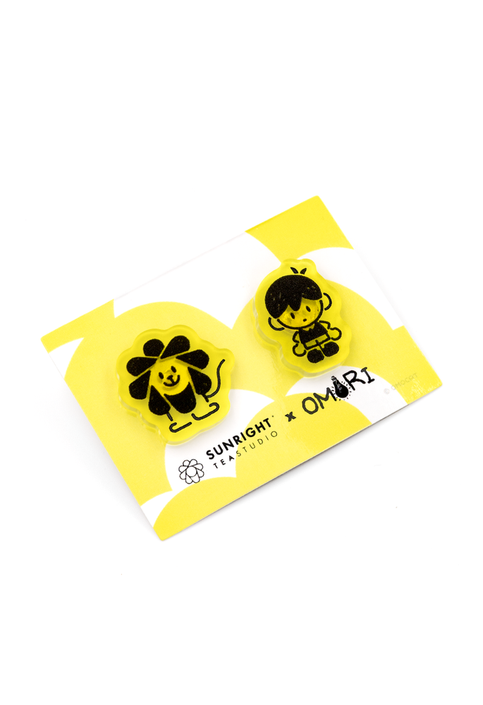 SUNRIGHT TEA x OMORI Frosted Pin Set – OMOCAT