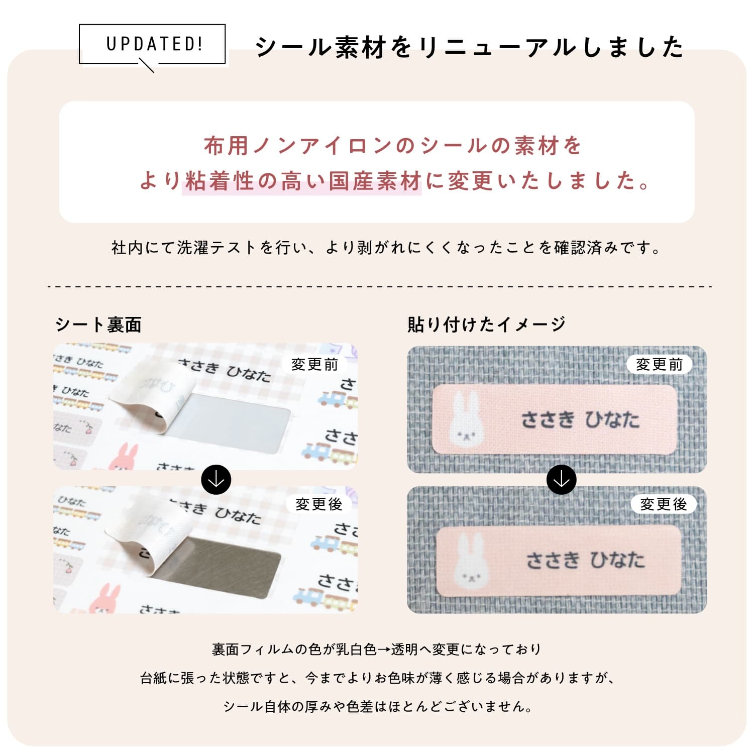 布用ノンアイロンシール