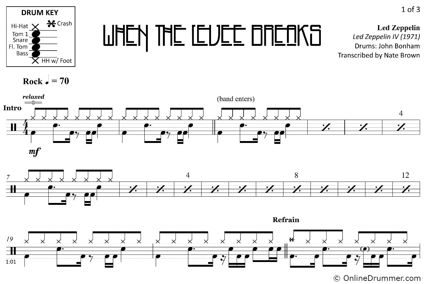 When the Levee Breaks - Led Zeppelin - Drum Sheet Music