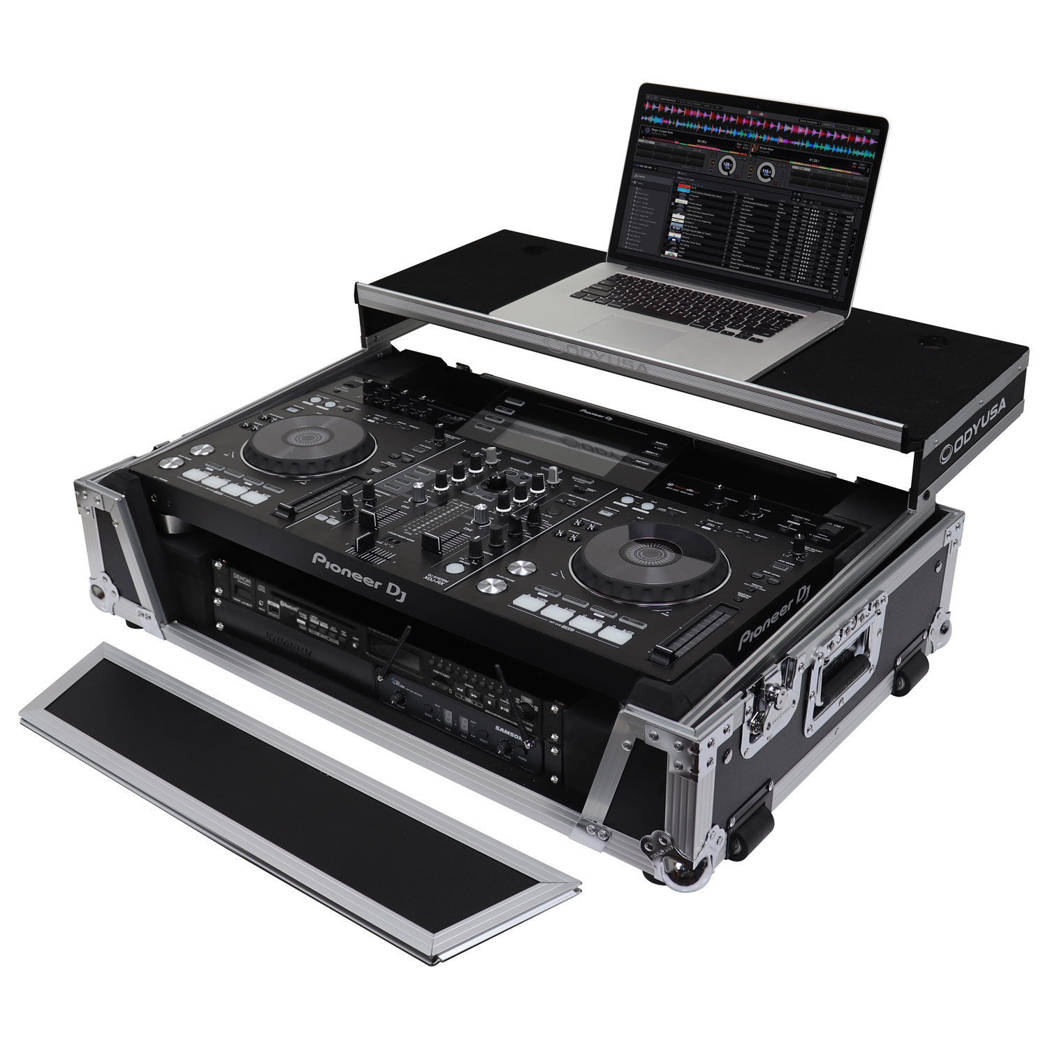 Pioneer XDJ-RX / XDJ-RX2 Flight Case with 2U Rack Space and Glide