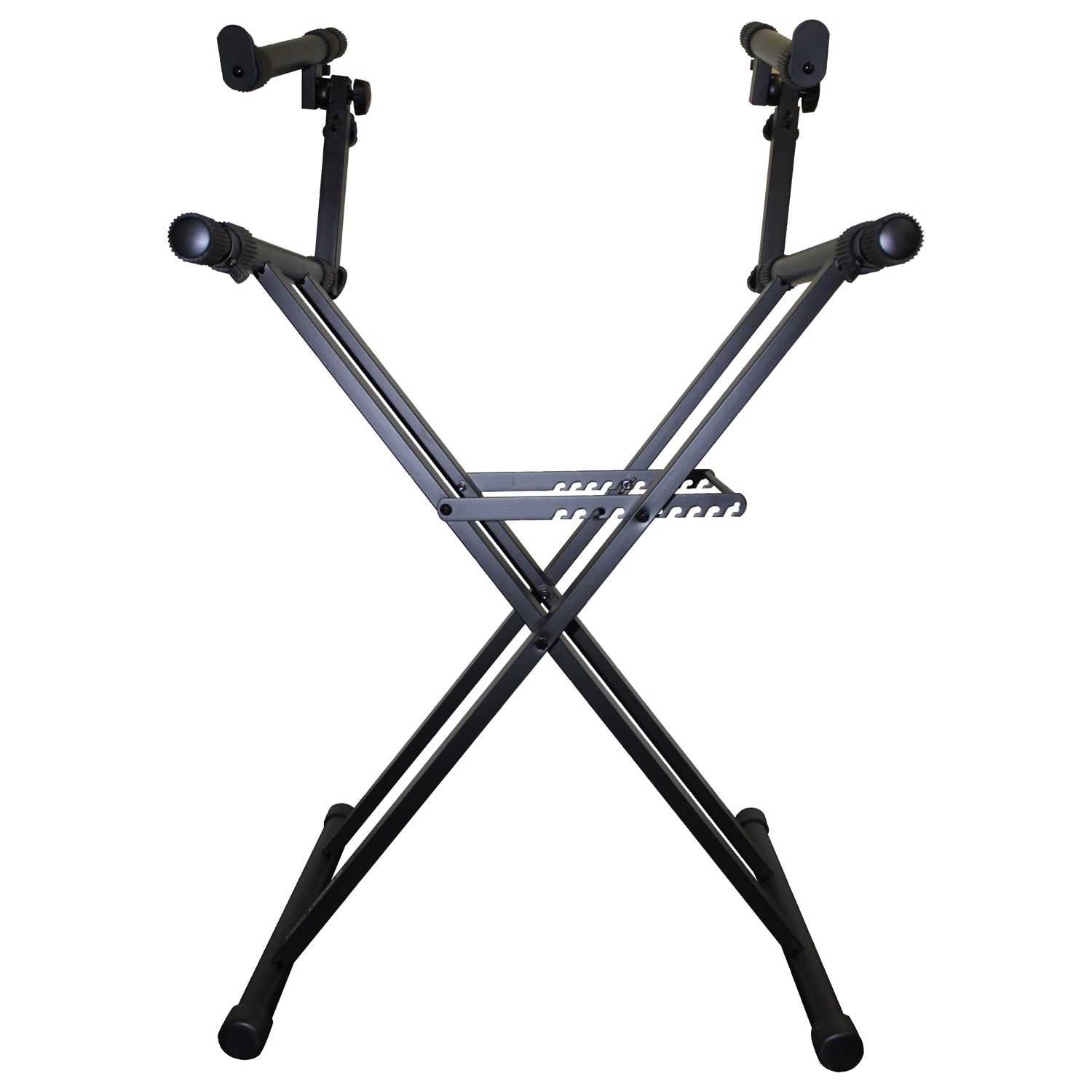 Black Heavy-Duty Two Tier X-Stand for DJ Coffins and Controller
