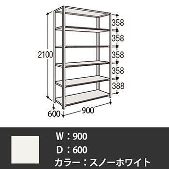 63X5AB-ZA75 オカムラ 63軽量棚 A型オープン棚 高さ1800天地5段 幅900