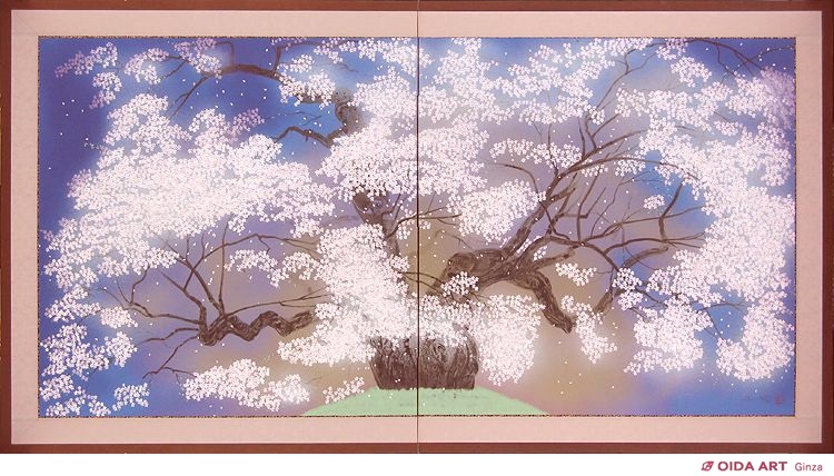中島千波 醍醐桜（屏風） | 絵画など美術品の販売と買取 | 東京・銀座