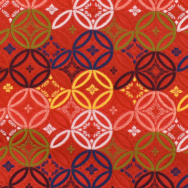 金襴生地 琳派名物裂 七宝（1215-9954） 赤 オカダヤ(okadaya) 布