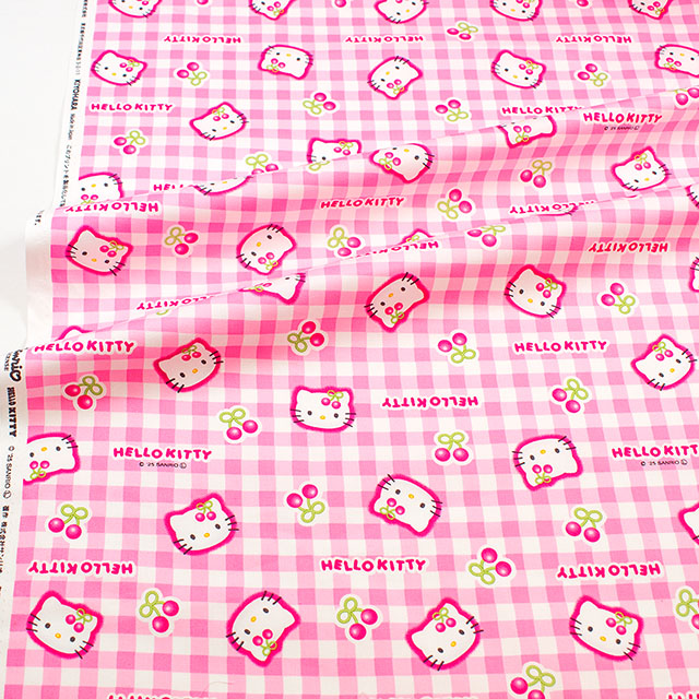 生地 ハローキティ サクランボ/オックス（832032） PO.ピンク オカダヤ