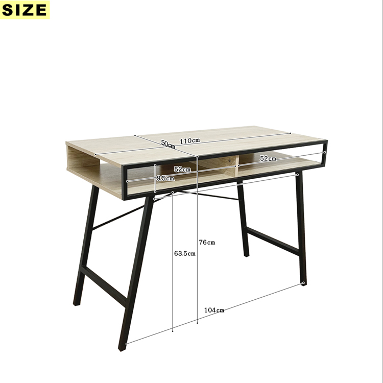 ブラックアイアンと古木風3Dシートのモダンな110収納付きデスク