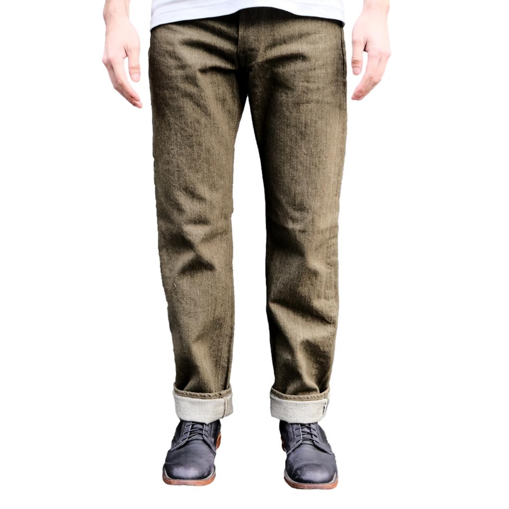 Pure Blue Japan OL-14oz-003 Olive Warp Selvedge Jeans (Regular