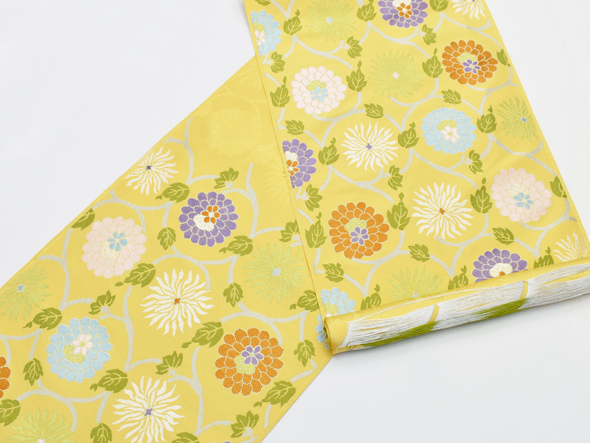 洛風林 九寸名古屋帯(能衣菊唐草・黄色) | 商品紹介 | 染と織たかはし