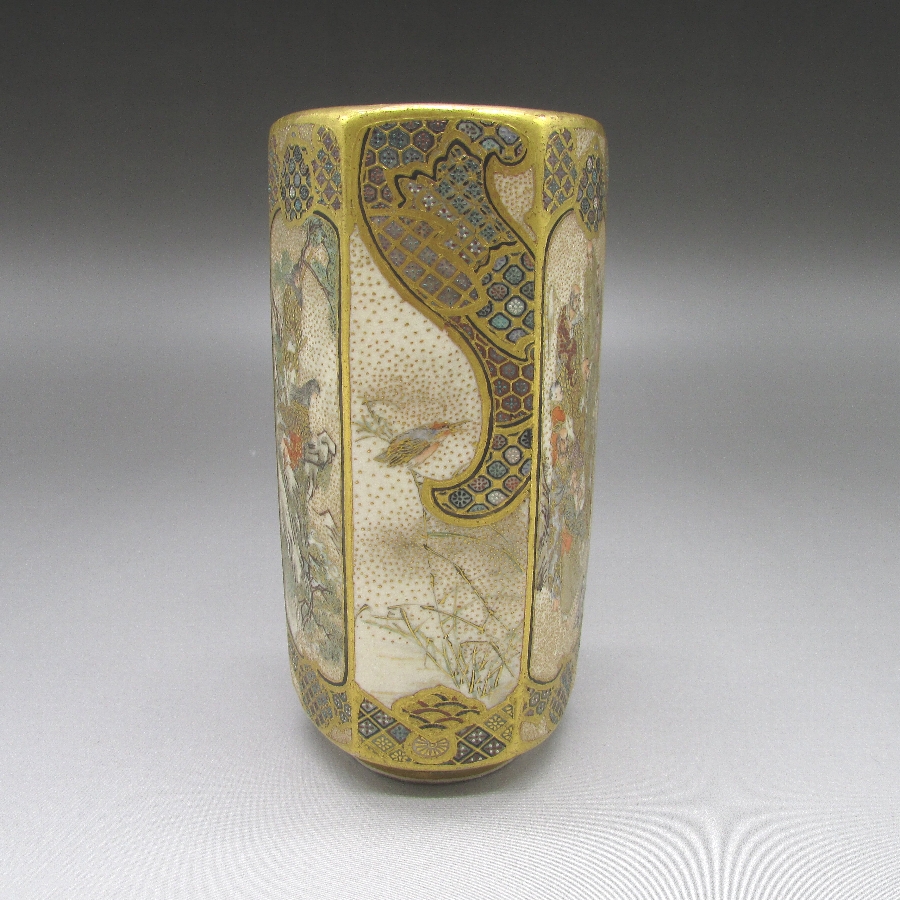 薩摩焼 寿山 金襴手六面人物風景文花瓶一対 - 敬誠アート [ 公式 ]