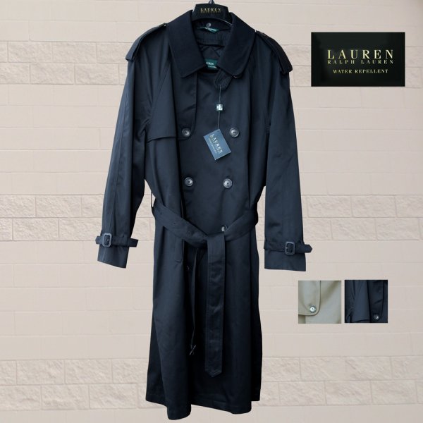 ラルフ ローレン トレンチ コート ダブルブレスト ブラック・トープ