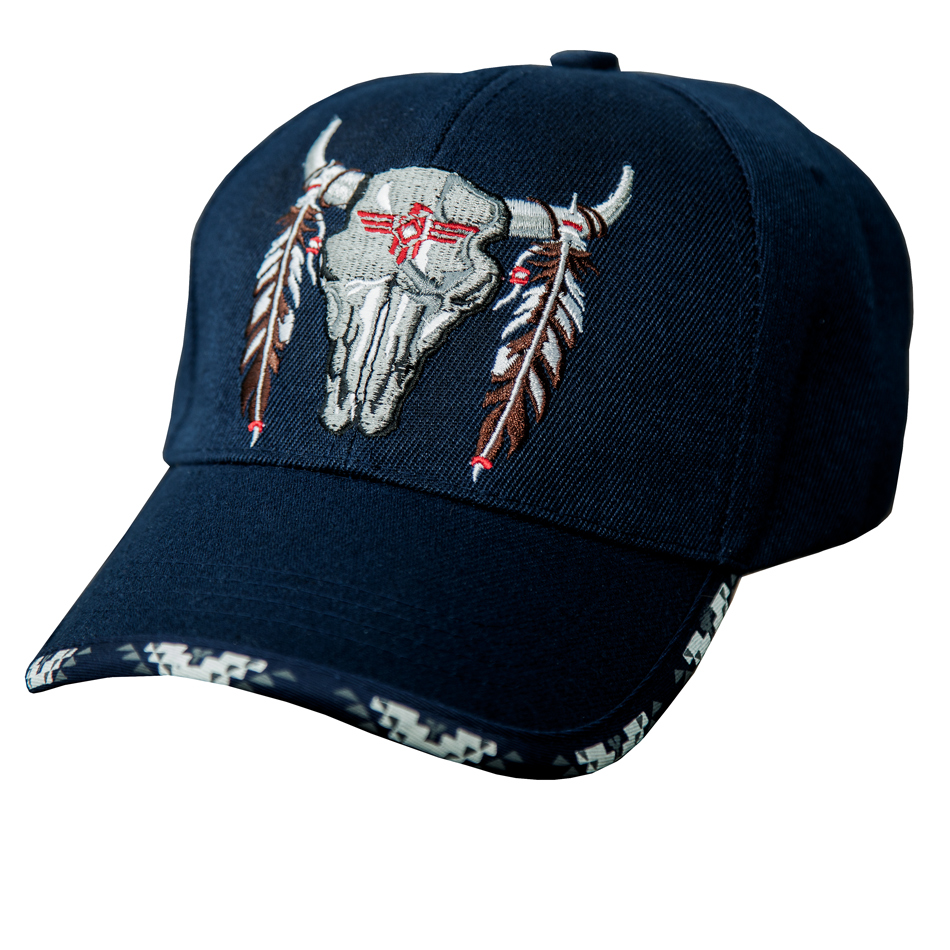 ネイティブプライド キャップ スカル フェザー ネイビー/Native Pride