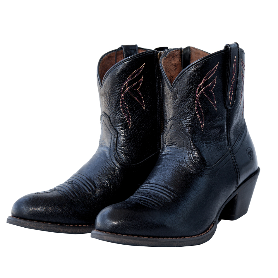 アリアット ウエスタンブーツ ショート ファスナー付き ブラック