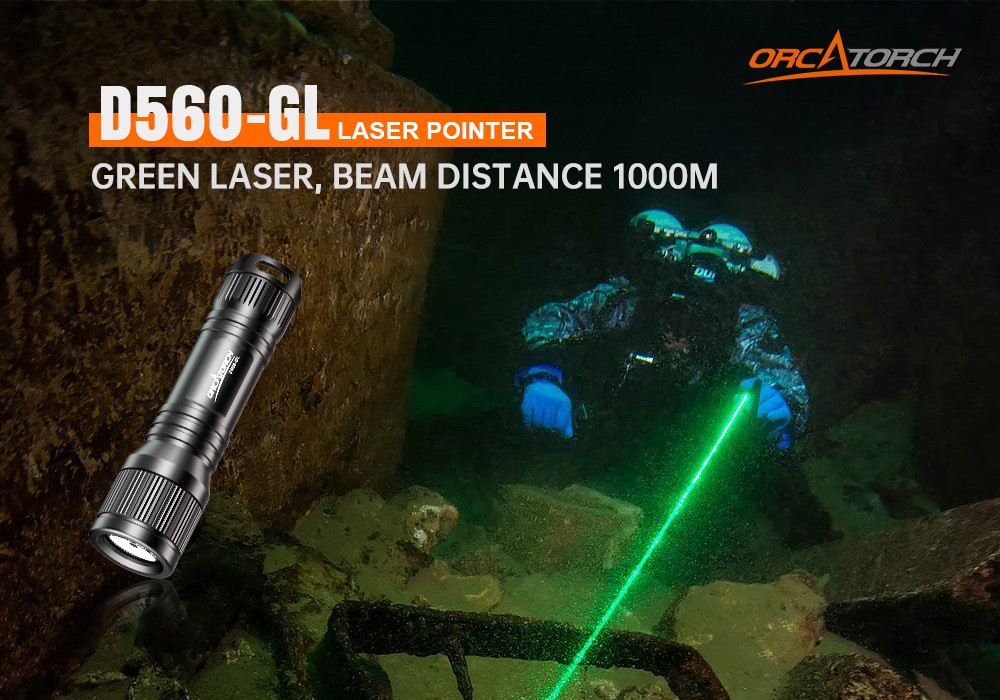 OrcaTorch D560-GL Scuba Diving Laser Dive Light​