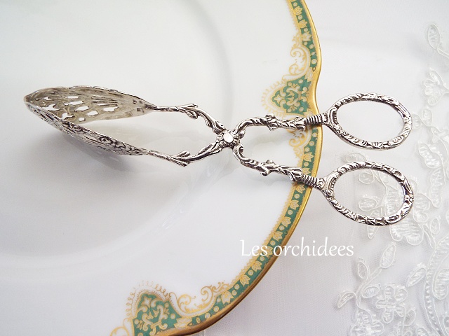 ヴィンテージ 純銀sv800 サンドウィッチ・ケーキトング オルキデ