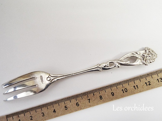ドイツアンティーク 純銀 sv800 ケーキフォーク 薔薇 オルキデ 恵比寿