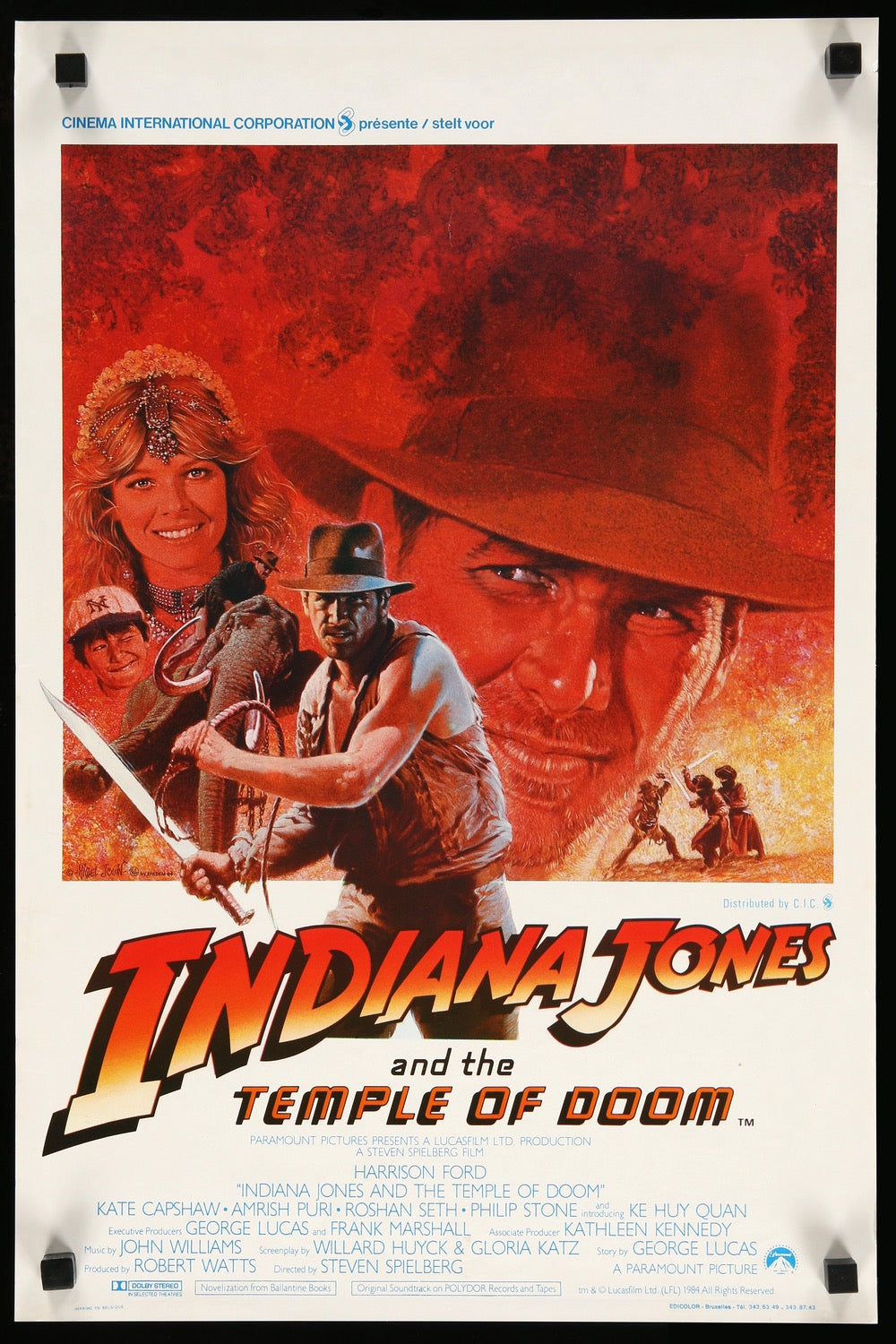 Indiana Jones & the Temple of Doom Original Belgian Movie Poster