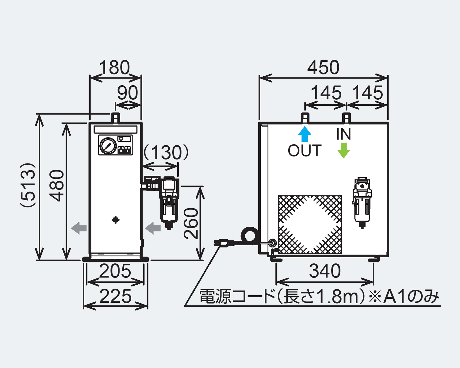 冷凍式エアードライヤー 標準入気温度タイプ RAX 小型 | オリオン機械