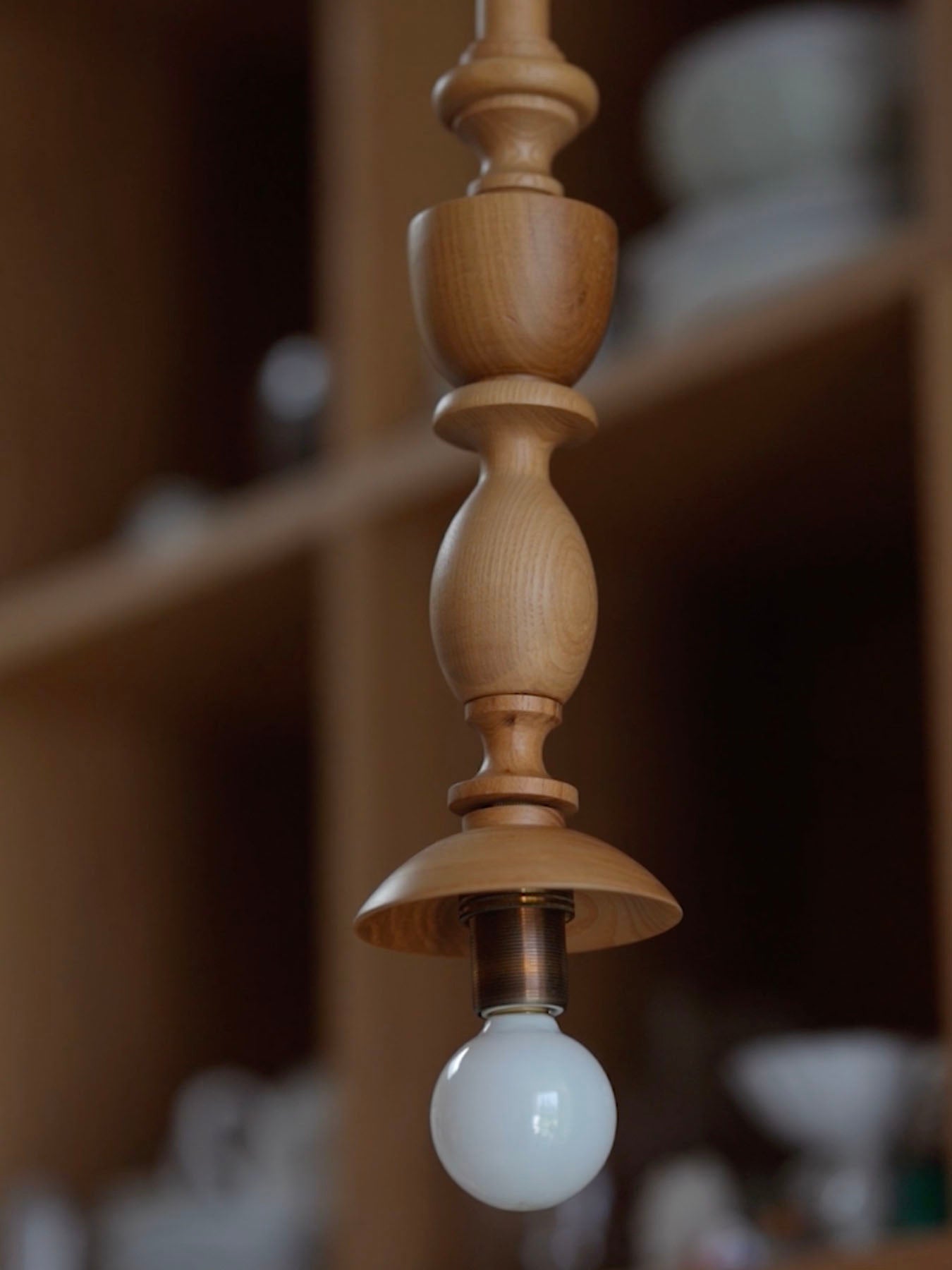 オリジナル・ウッドターニングランプ／ナチュラル｜ペンダントランプ