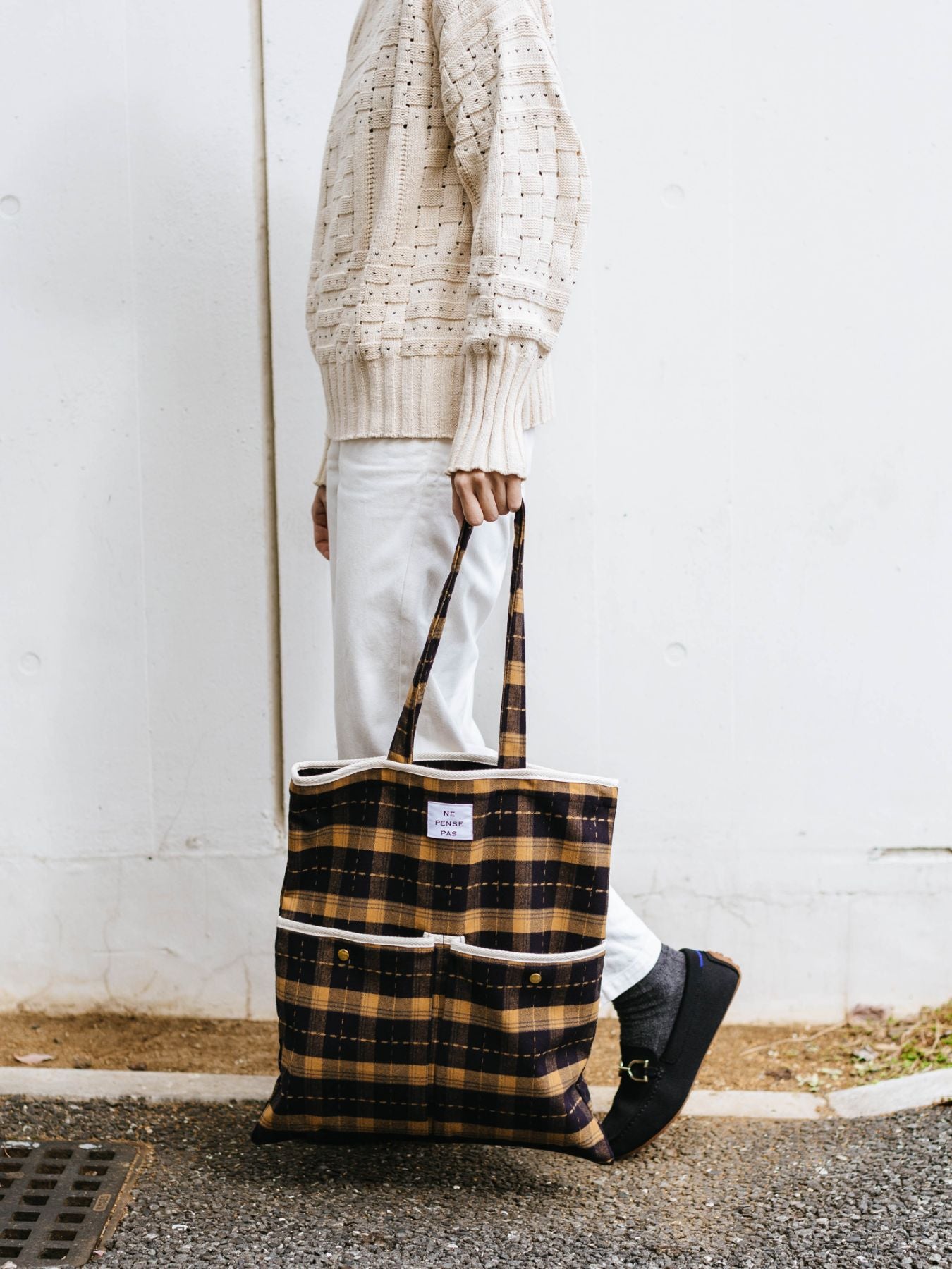ne pense pas チェックトートバッグ（2ポケット）｜バッグ｜オルネ ド