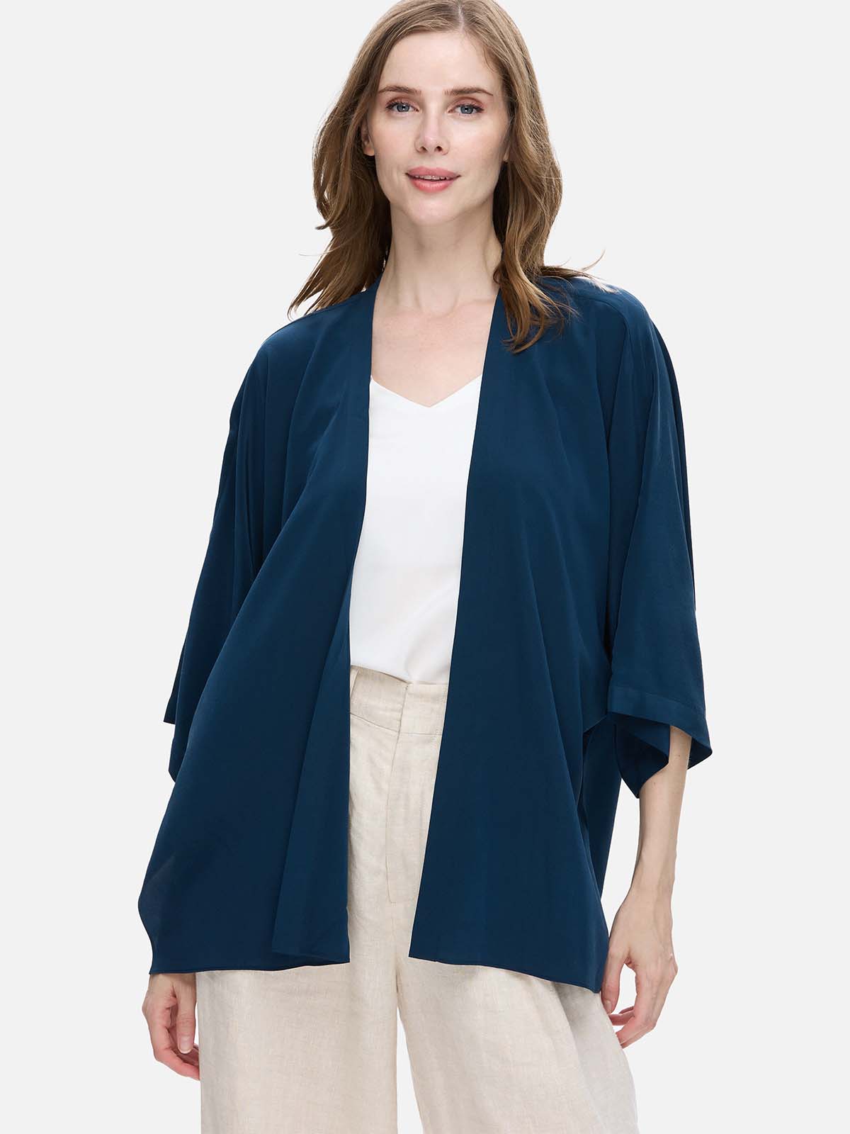 Silk Cardigan | Navy Blue | Ovcio