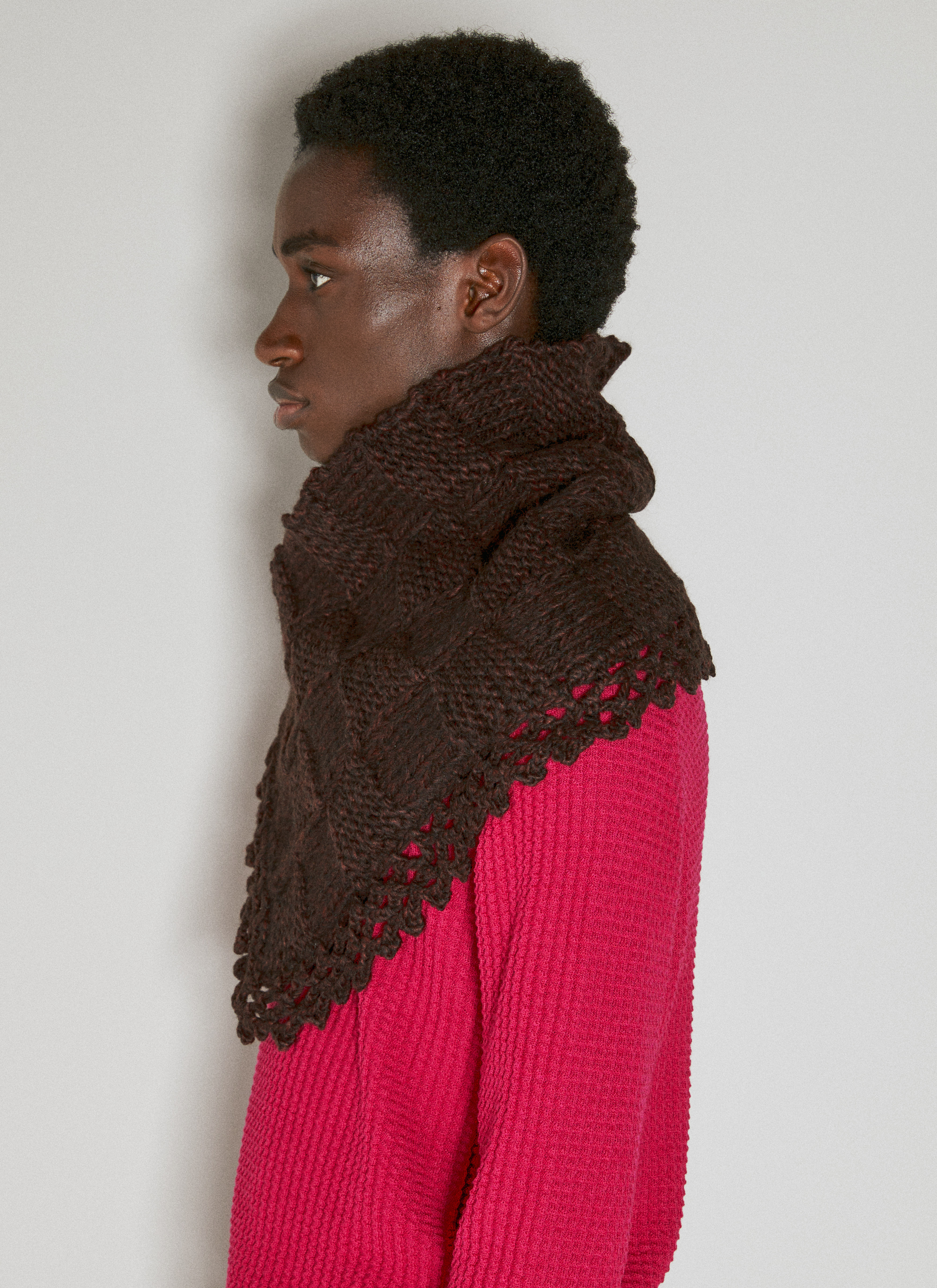 Kiko Kostadinov Men's' Apasia Crochet Scarf in Brown | LN-CC®