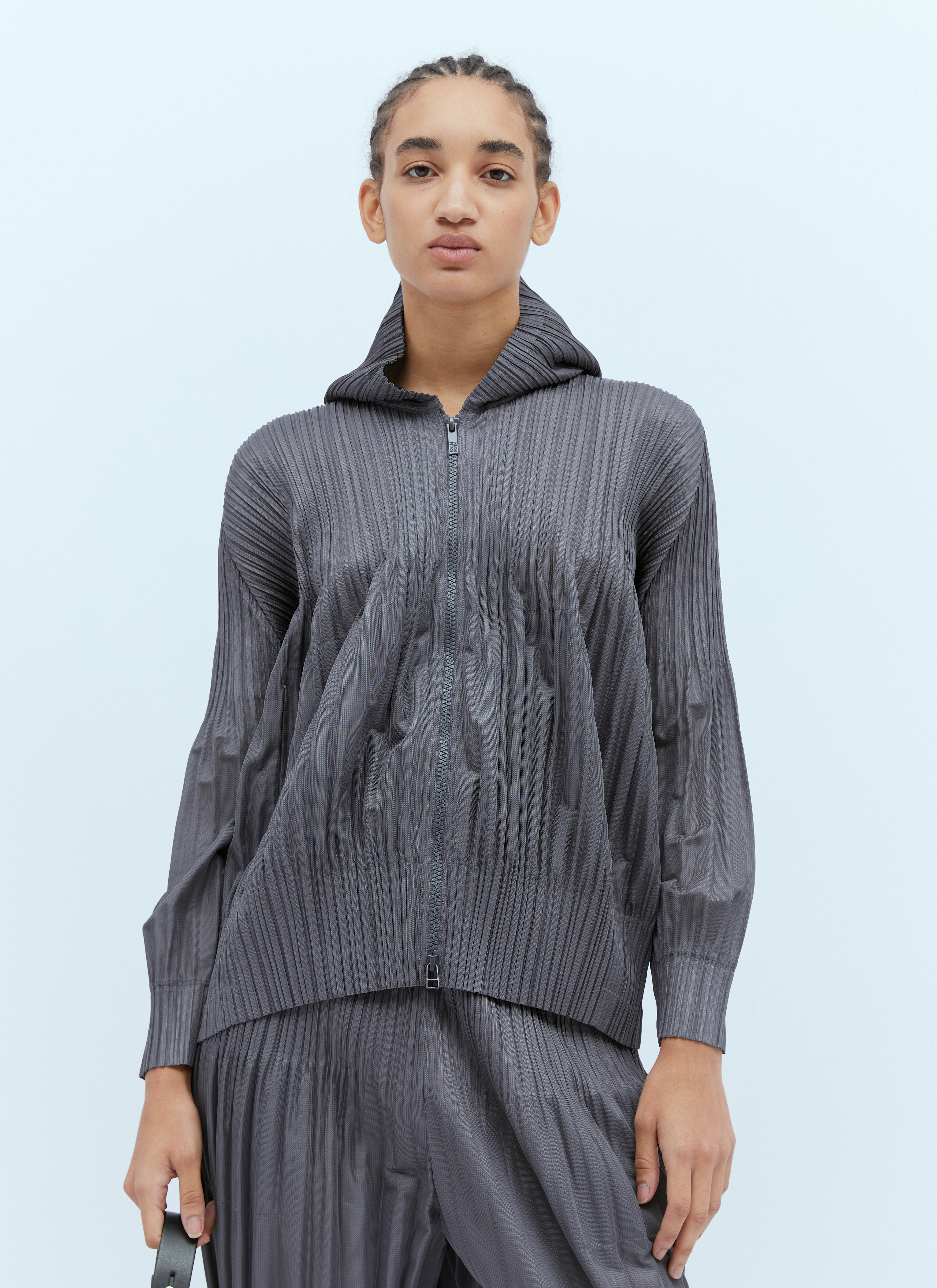Pleats Please Issey Miyake Women's' Hooded Pleated Sweatshirt in