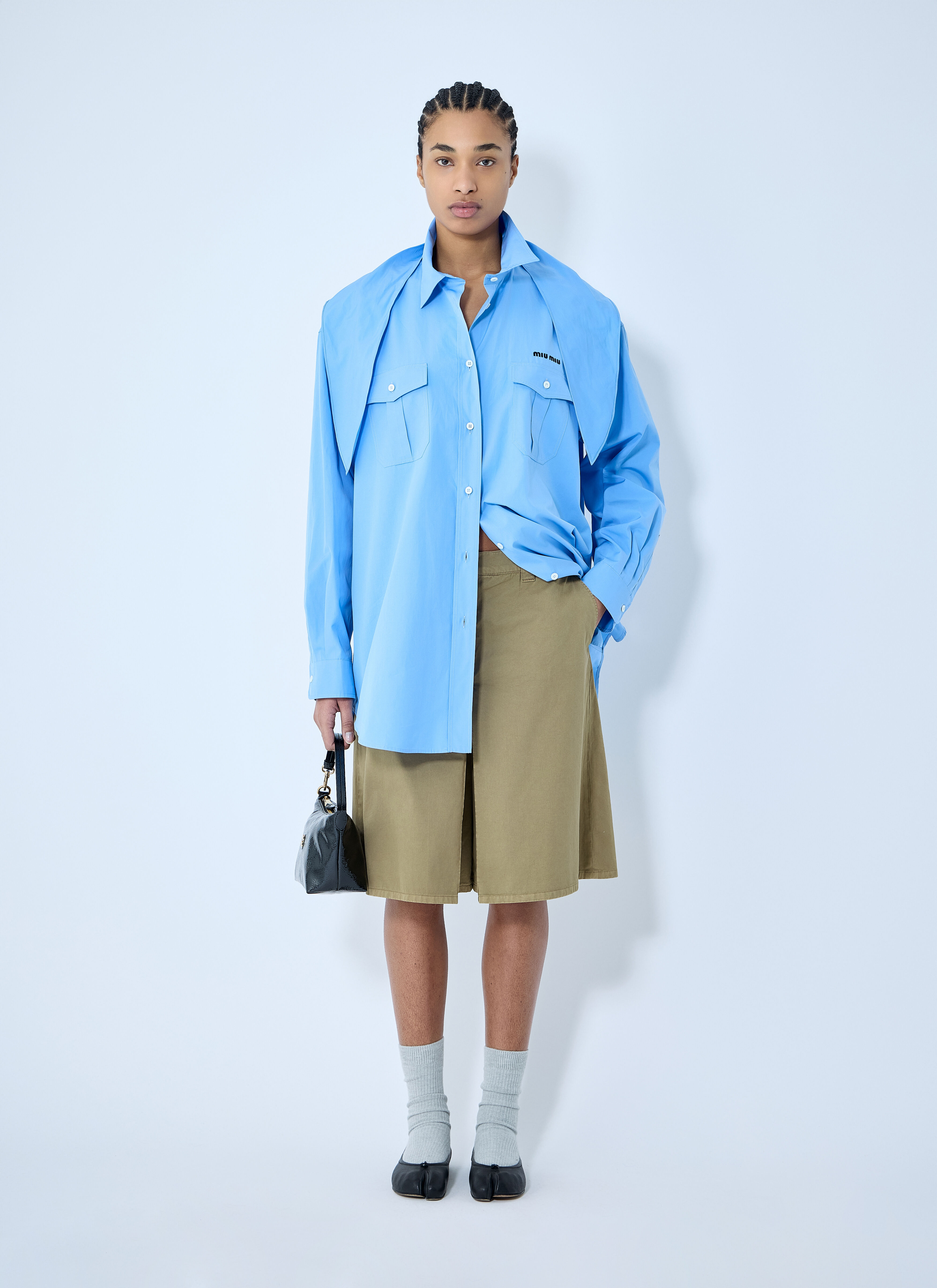 Miu Miu レディース スカーフ付きポプリンシャツ の ブルー | LN-CC®