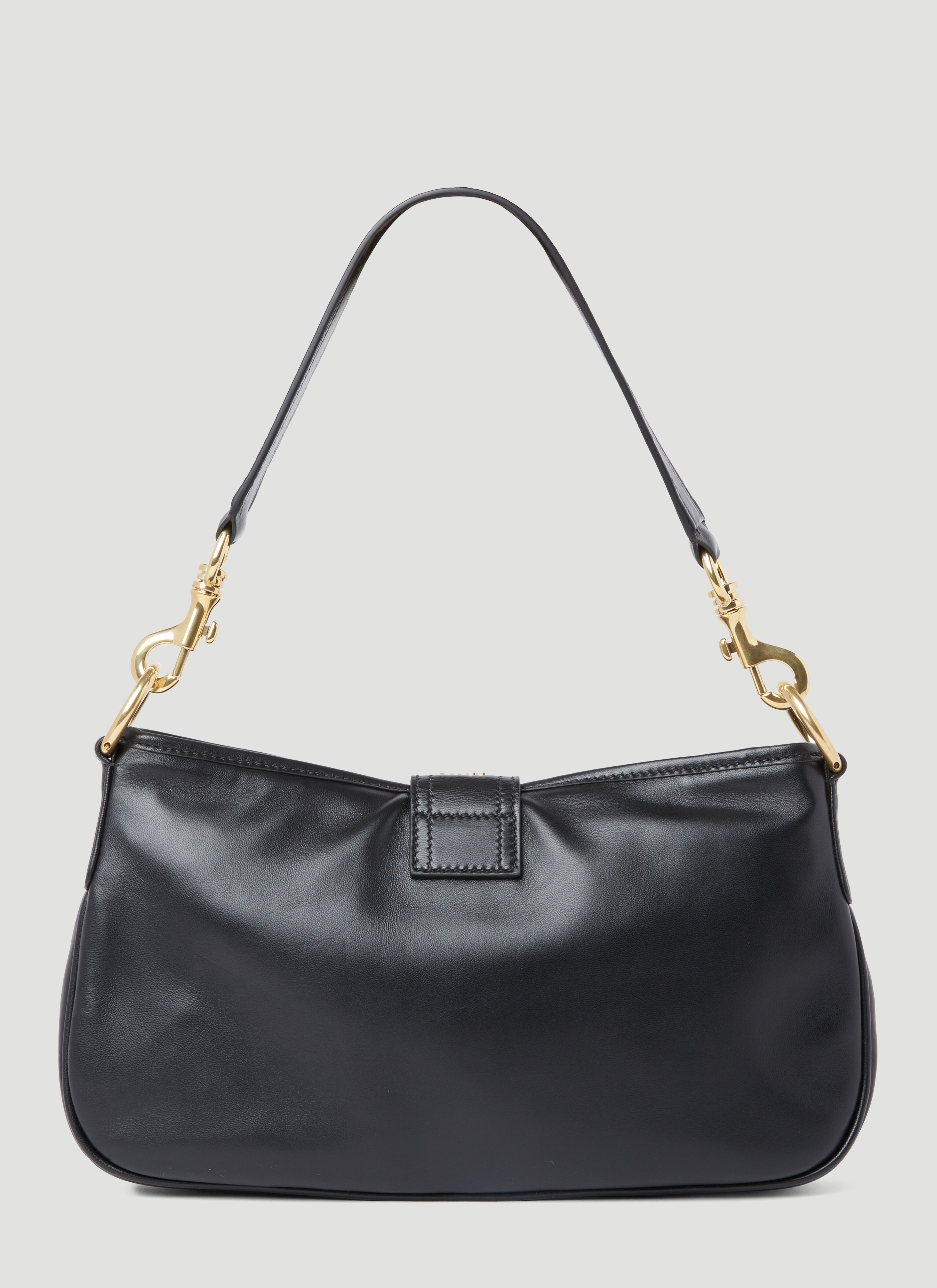 Miu Miu Women's' Logo Plaque Leather Shoulder Bag in Black | LN-CC®
