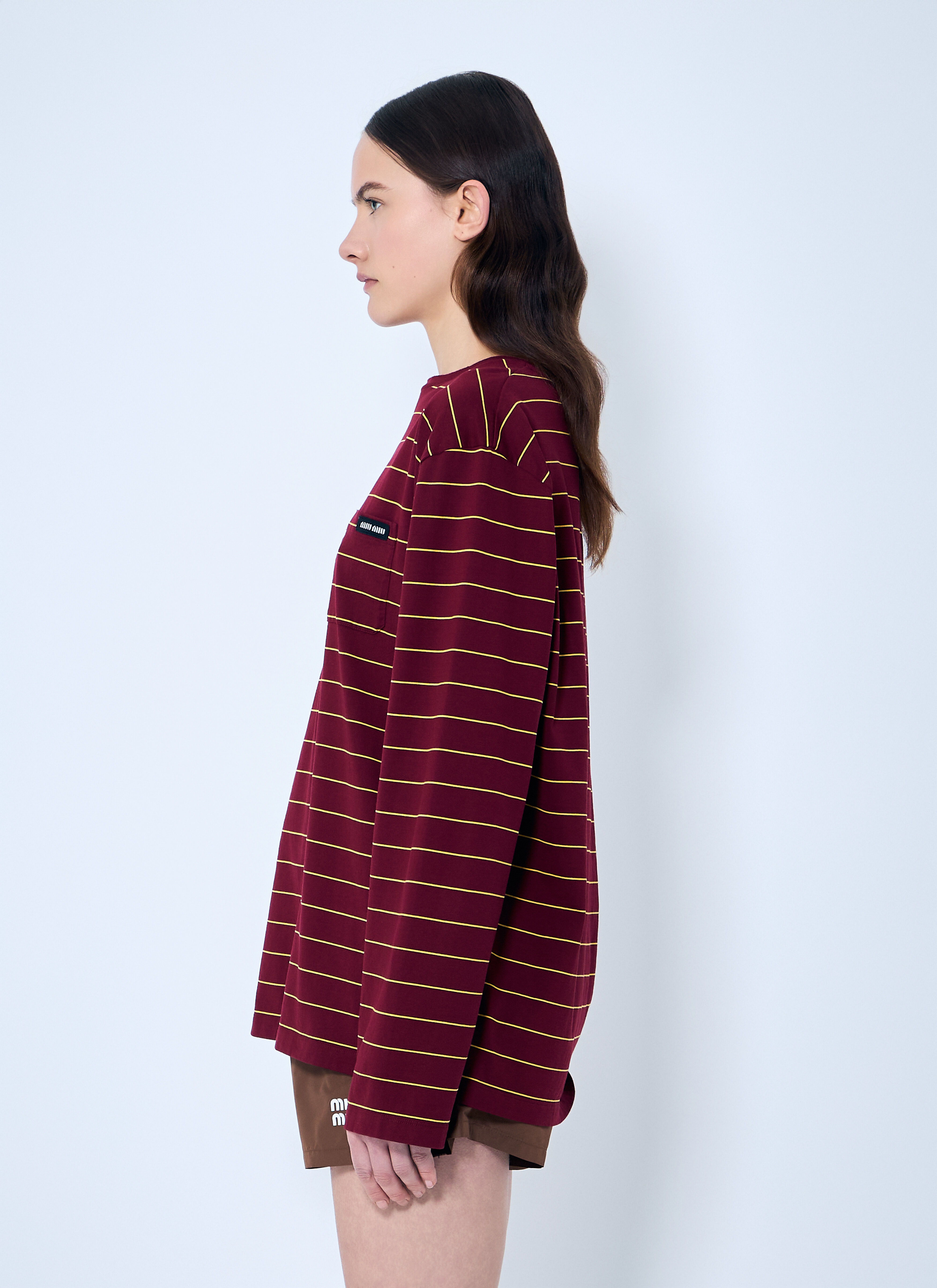 Miu Miu レディース ストライプ ロングスリーブTシャツ の レッド | LN-CC®