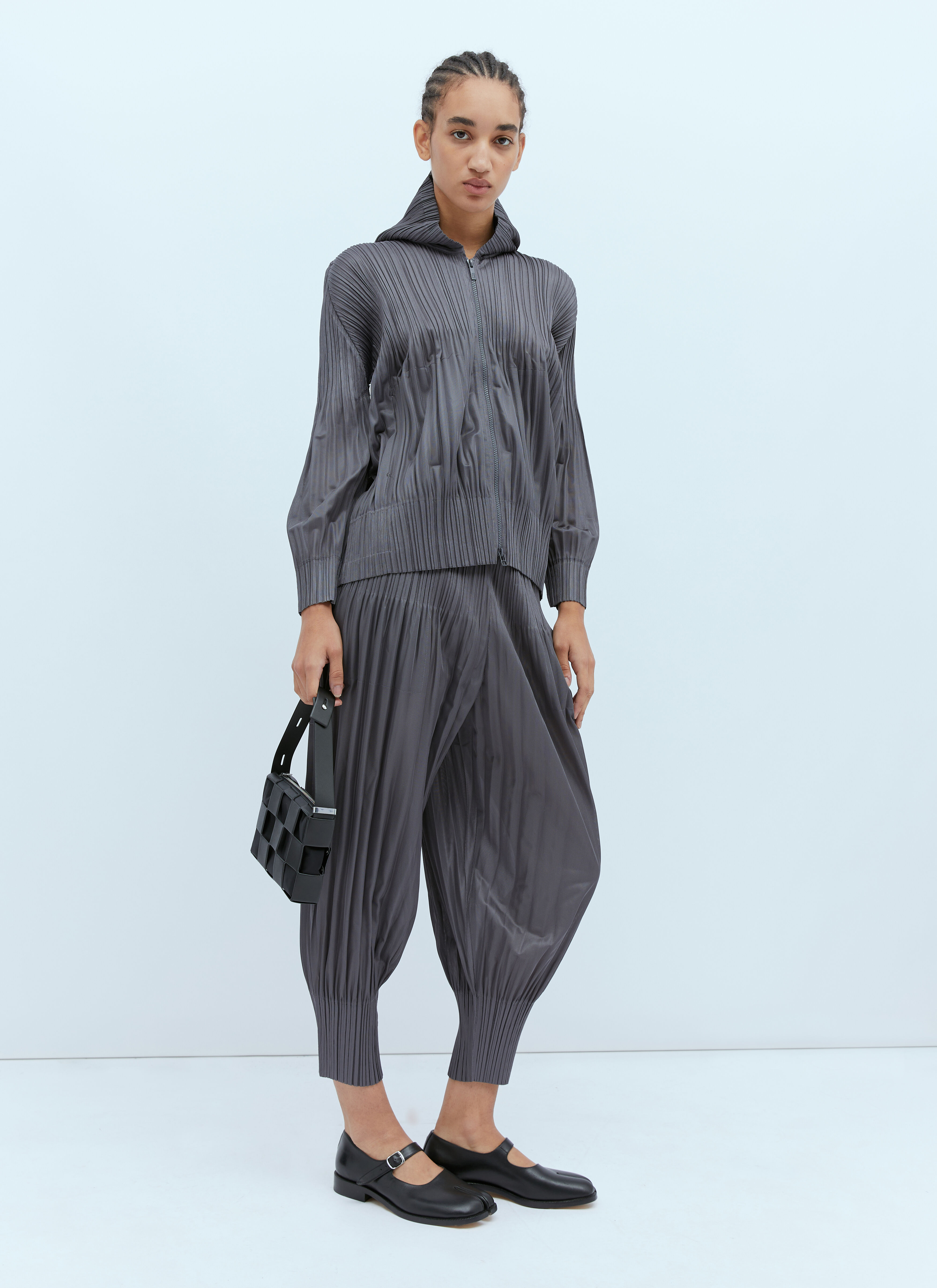 Pleats Please Issey Miyake Women's' Hooded Pleated Sweatshirt in