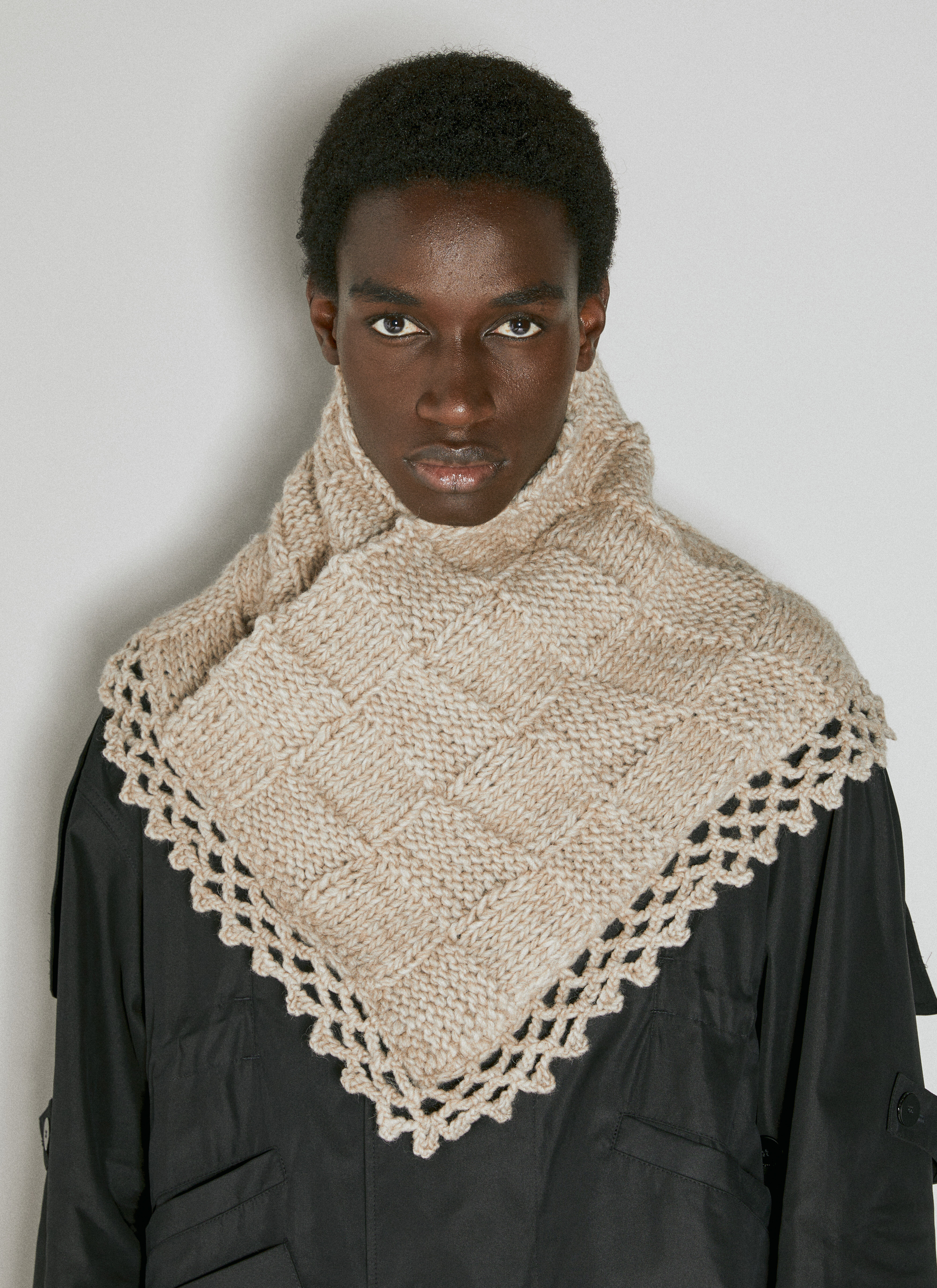 Kiko Kostadinov Men's' Apasia Crochet Scarf in Beige | LN-CC®