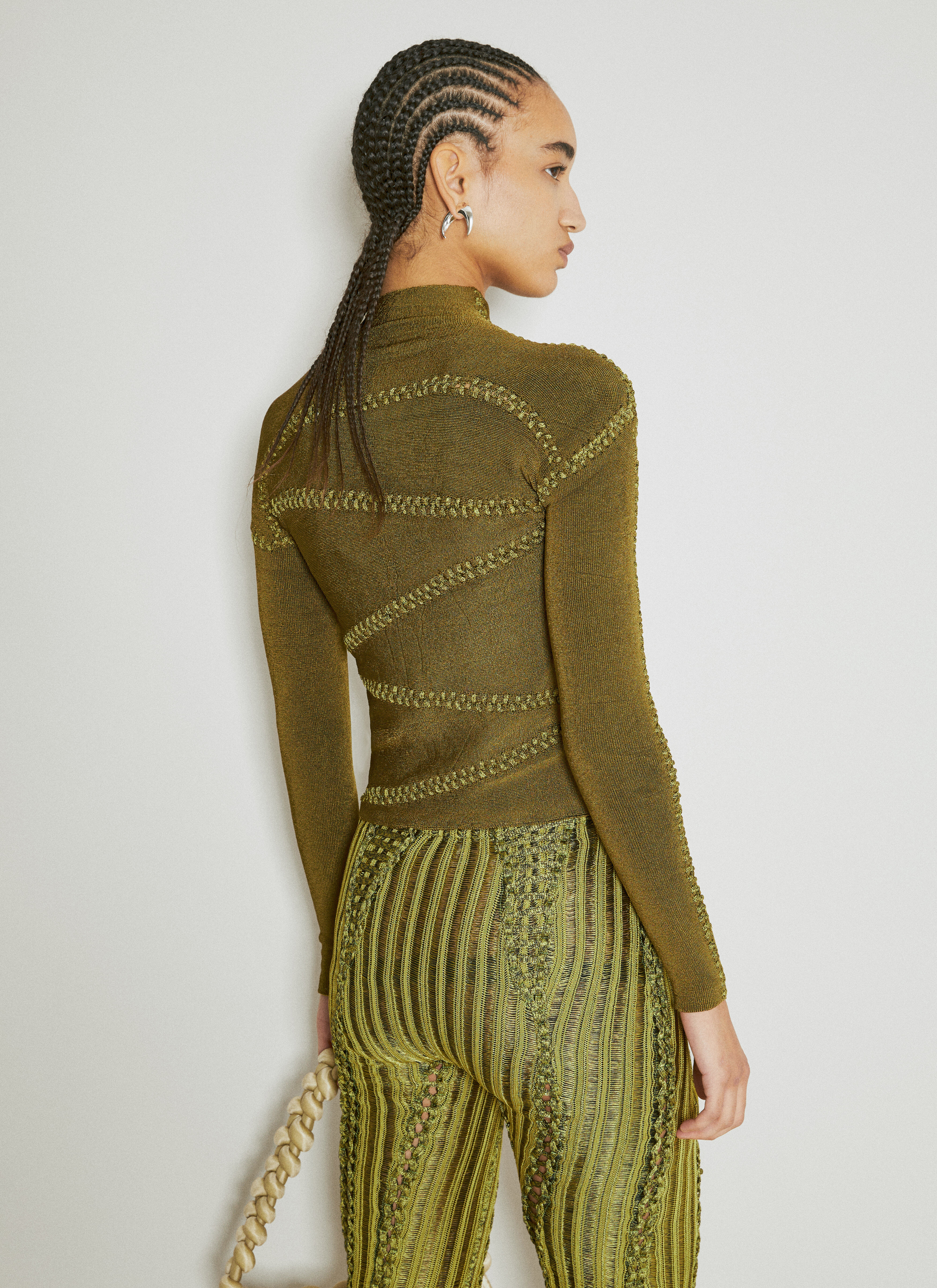 Isa Boulder Women's' Jigsaw High Neck Knit Top in Green | LN-CC®
