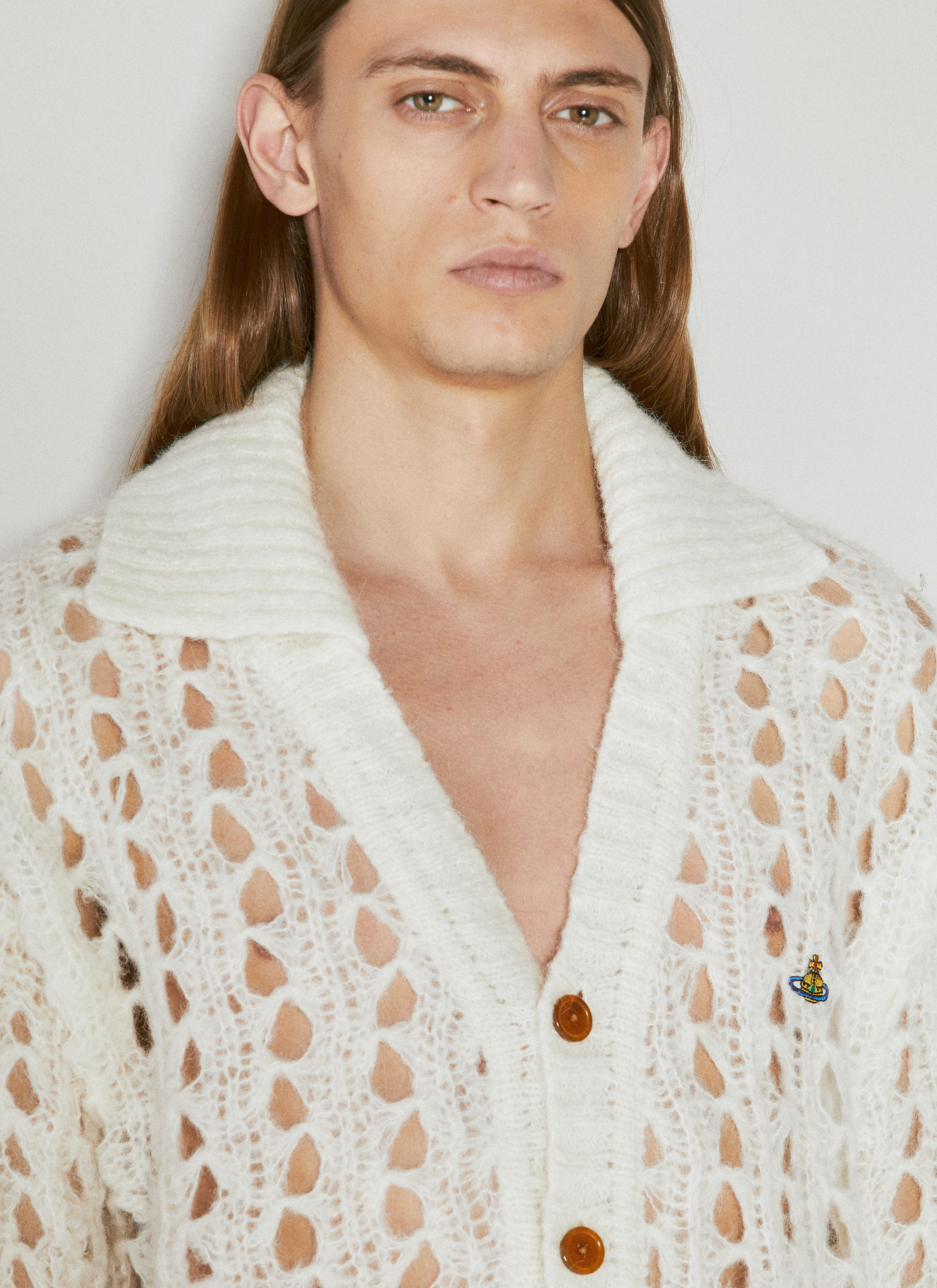 Vivienne Westwood Men's' Lacework Cardigan in Cream | LN-CC®
