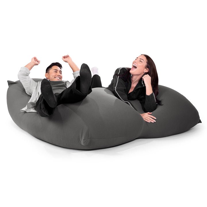 2人掛けラウンジャービーズクッション:グレー/むちゃのびストレッチ