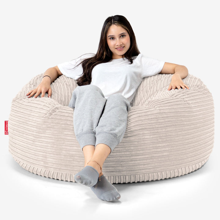 LoungePug マンモスビーズソファ-クラシックコーデュロイアイボリー