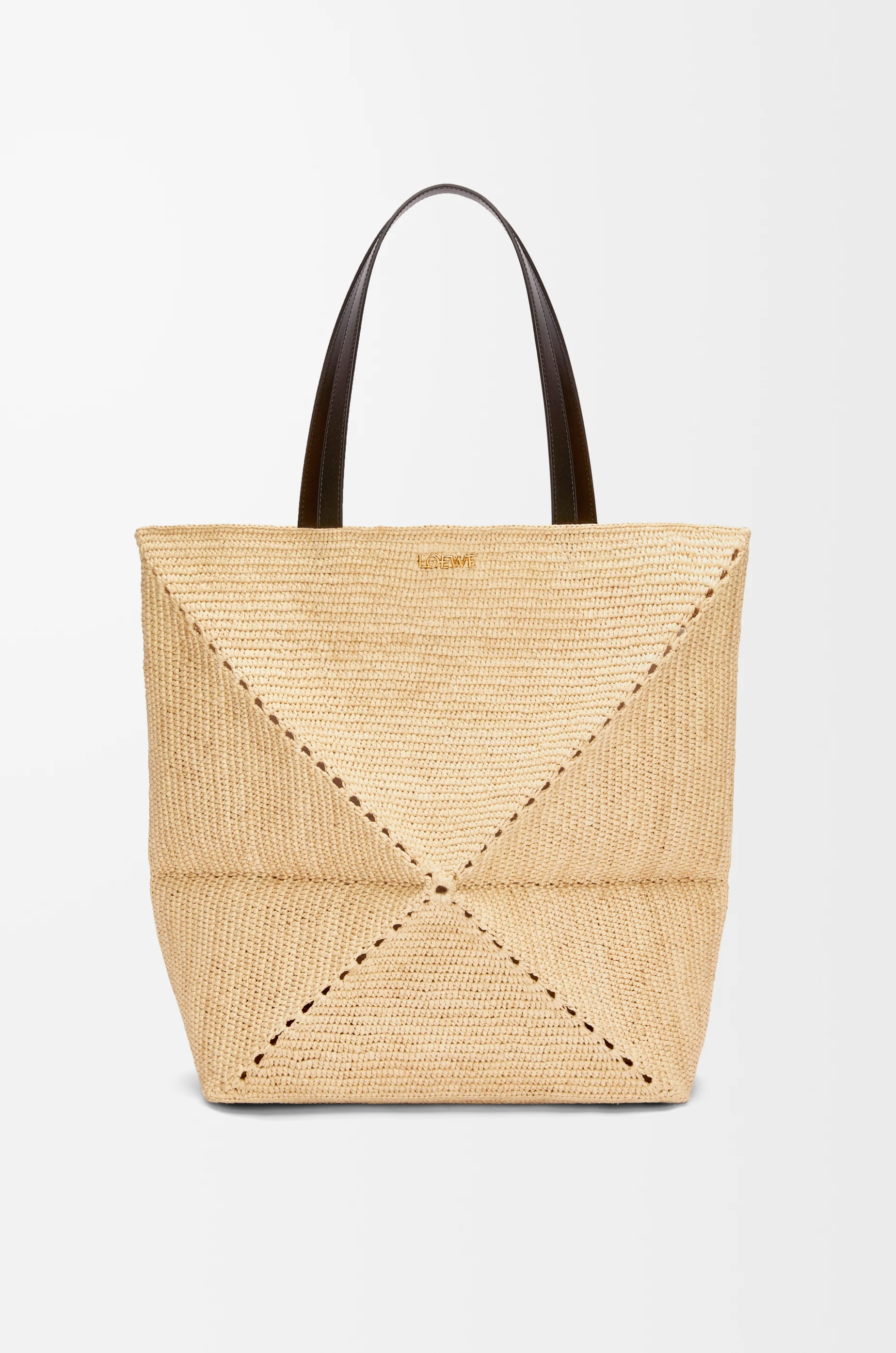 XL Puzzle Fold tote in raffia Beige - LOEWE USA Official Website