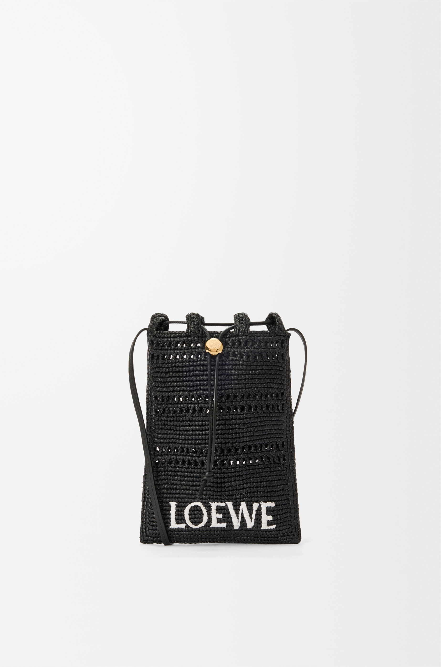 ドローストリング ポケット（ラフィア） ブラック - LOEWE Japan