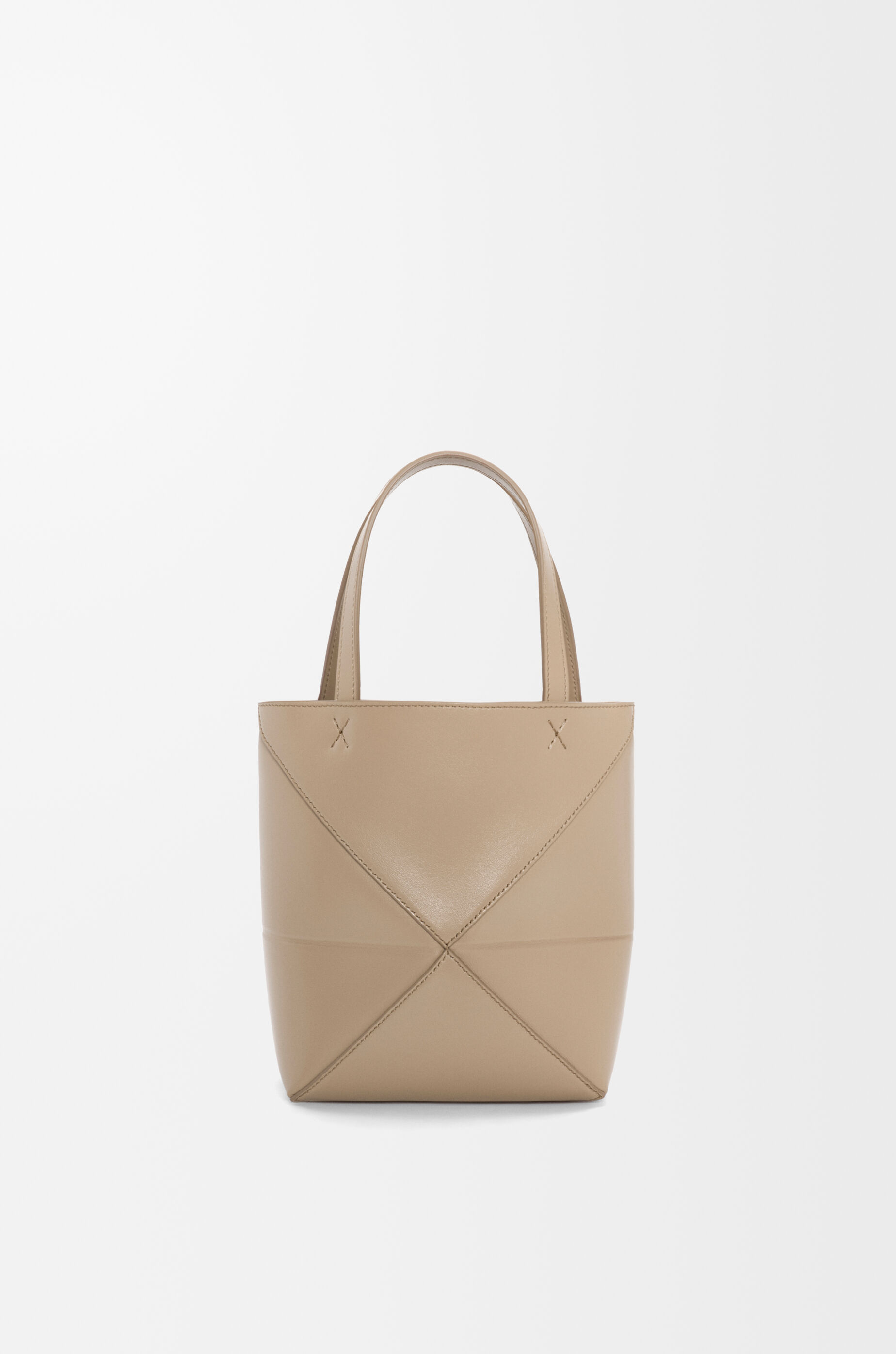 Mini Puzzle Fold tote in shiny calfskin Beige - LOEWE USA Official