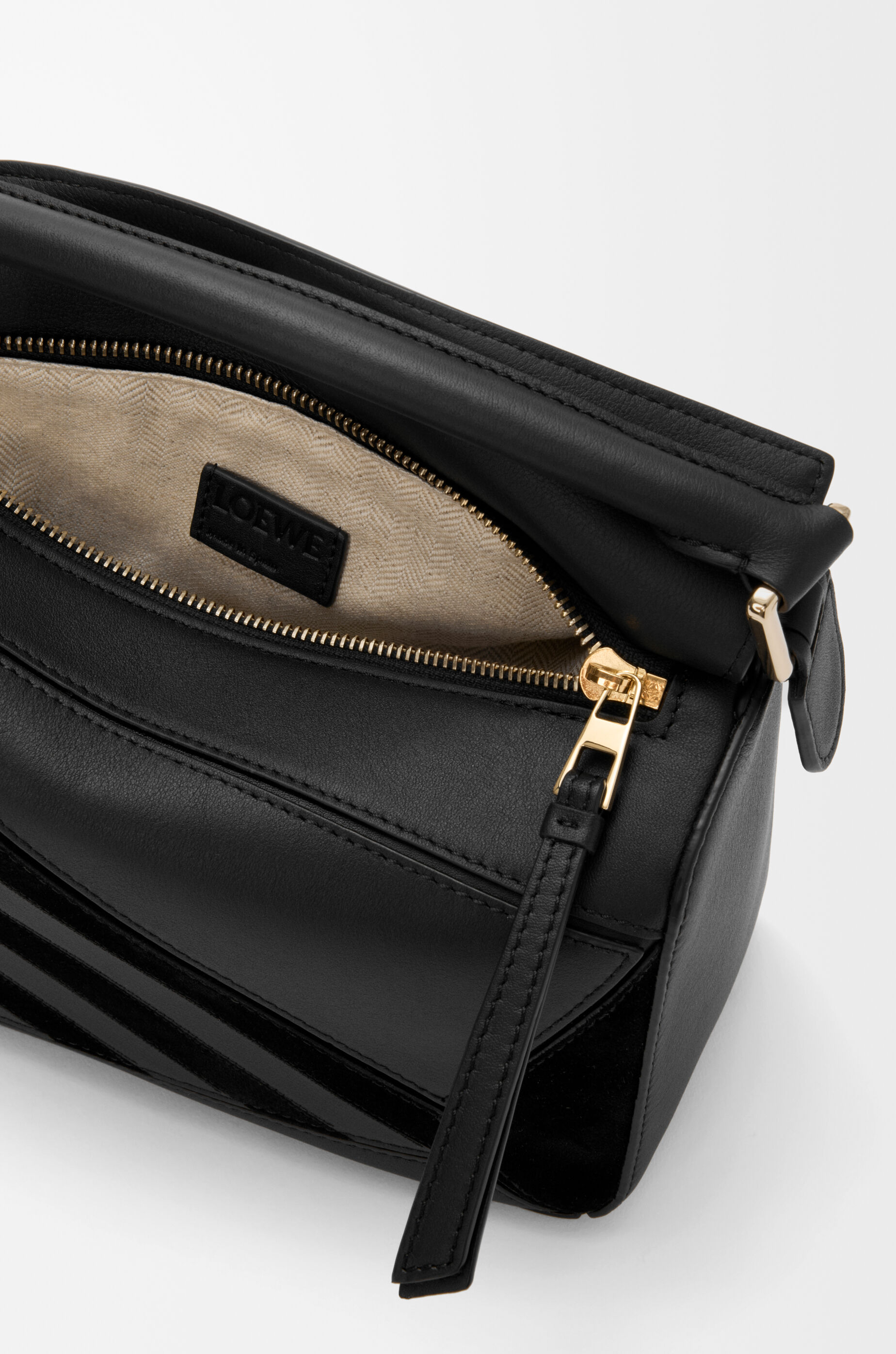 パズルバッグ スモール（クラシックカーフ&スエード） ブラック